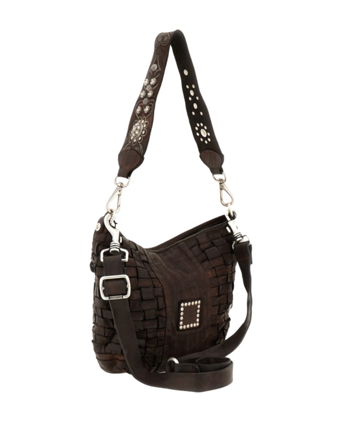 Campomaggi - Borsa a spalla in pelle intrecciata Tg. 