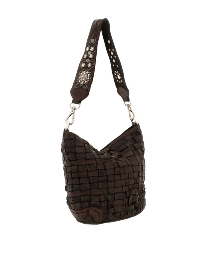  Campomaggi - Borsa a spalla in pelle intrecciata Tg. 
