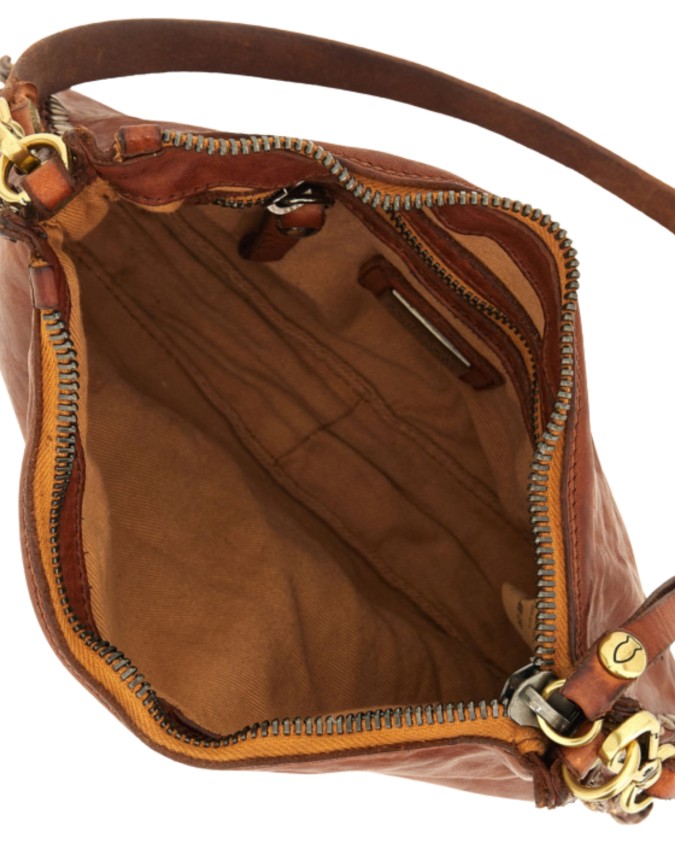  Campomaggi - Borsa a Tracolla in Pelle di Vacchetta con Strass
