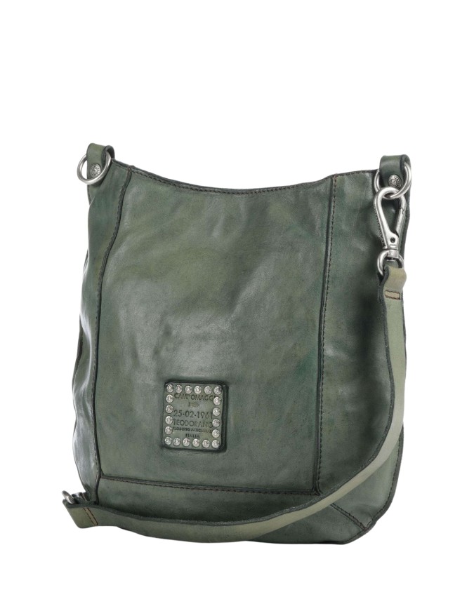 Campomaggi - Borsa a Tracolla con Strass in Pelle di Vacchetta