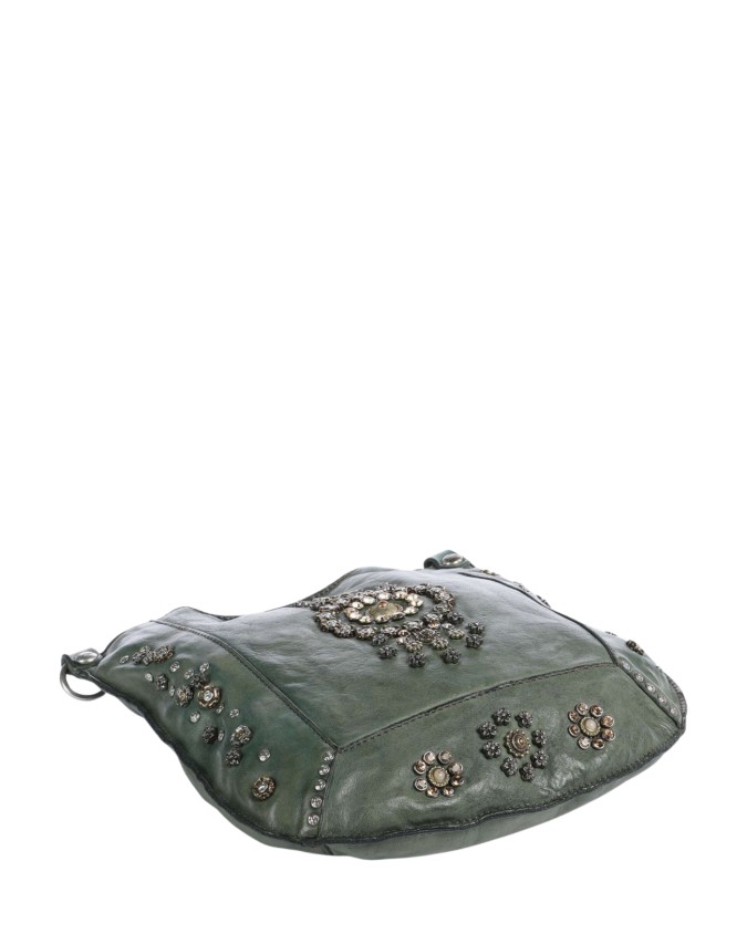  Campomaggi - Borsa a Tracolla con Strass in Pelle di Vacchetta