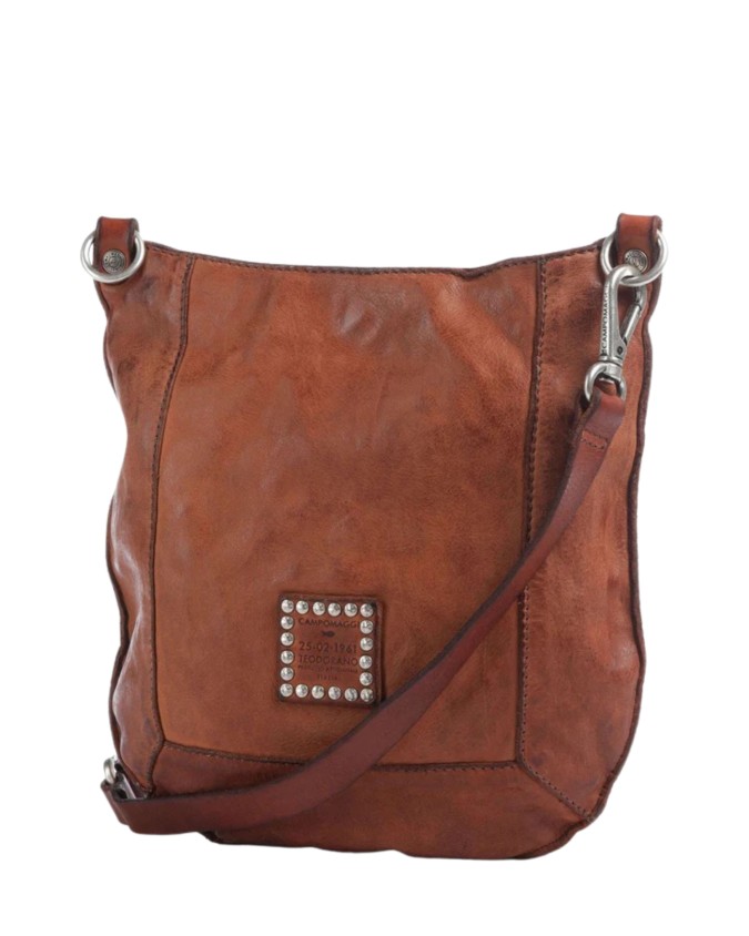  Campomaggi - Borsa a Tracolla con Strass in Pelle di Vacchetta