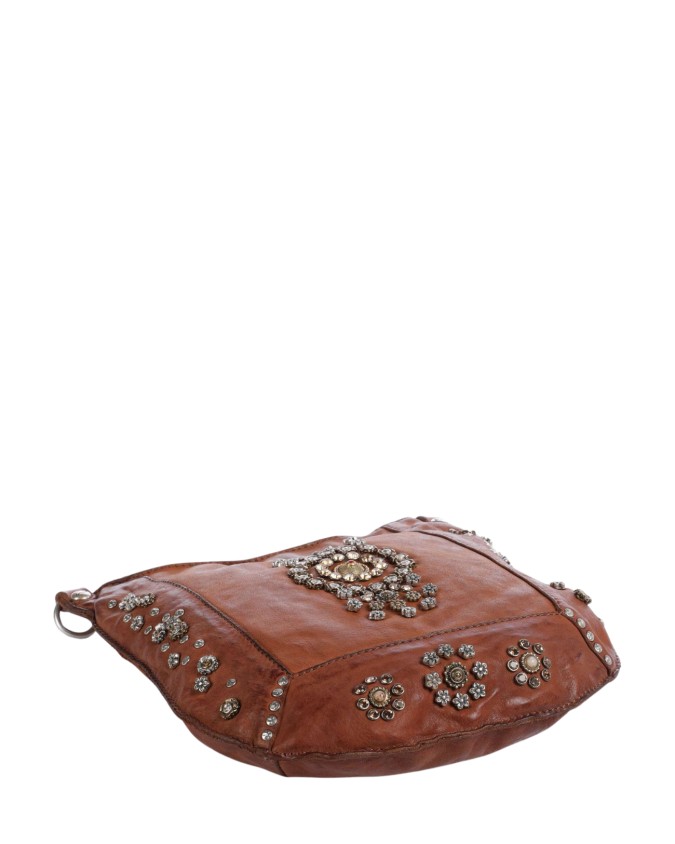  Campomaggi - Borsa a Tracolla con Strass in Pelle di Vacchetta