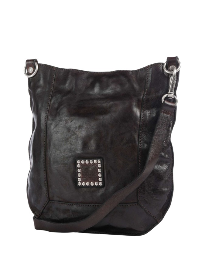  Campomaggi - Borsa a Tracolla con Strass in Pelle di Vacchetta