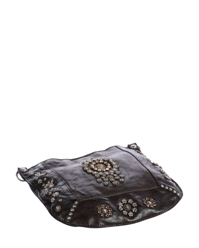  Campomaggi - Borsa a Tracolla con Strass in Pelle di Vacchetta