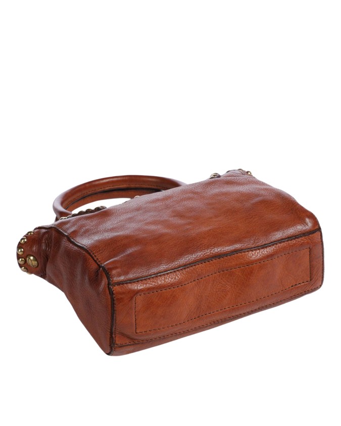  Campomaggi - Borsa a Mano con Tracolla con Borchie in Pelle