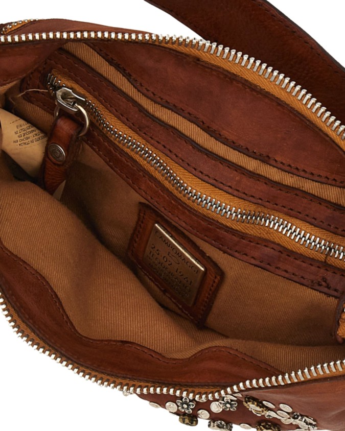  Campomaggi - Borsa a Spalla con Strass in Pelle di Vacchetta