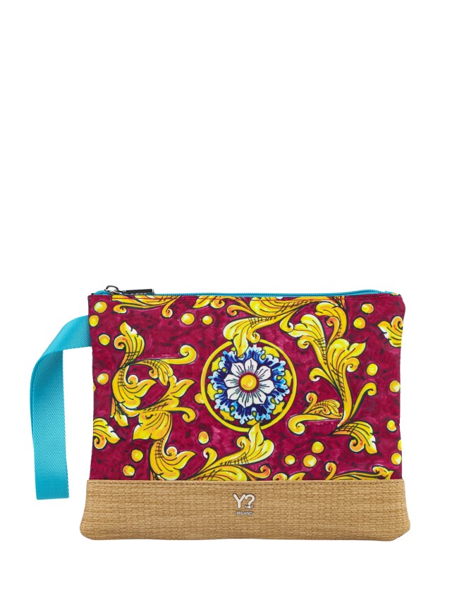  Ynot - Clutch Donna in poliestere con fiori Ortigia