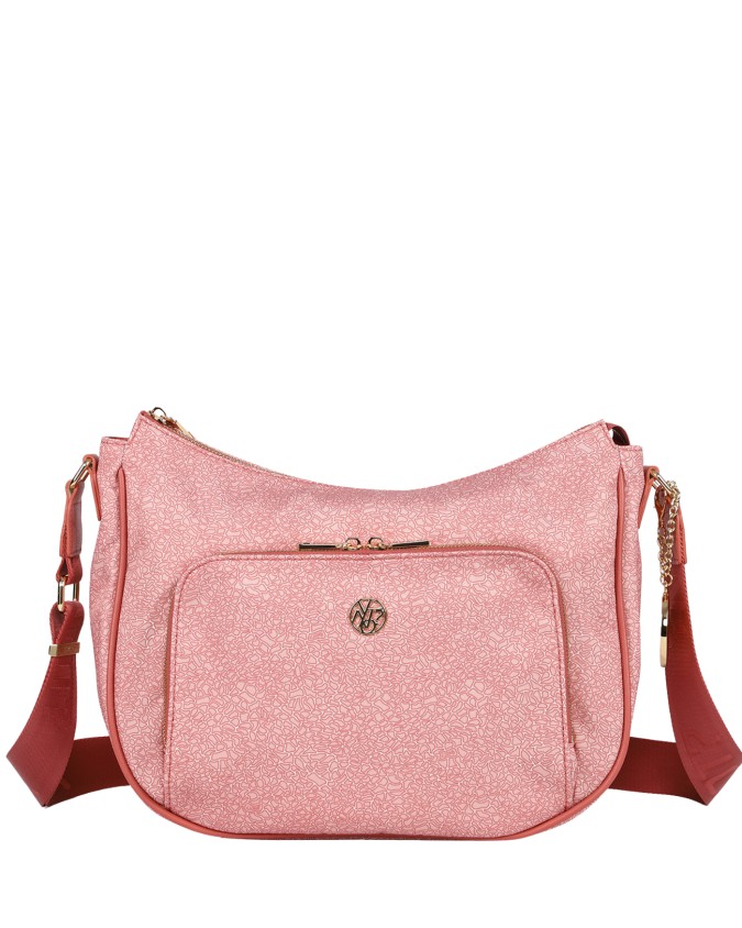  Ynot - Borsa a spalla hobo Tg L in tessuto ed ecopelle Cloud