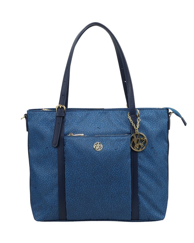  Ynot - Borsa Shopping con Taschina Frontale in Tessuto ed