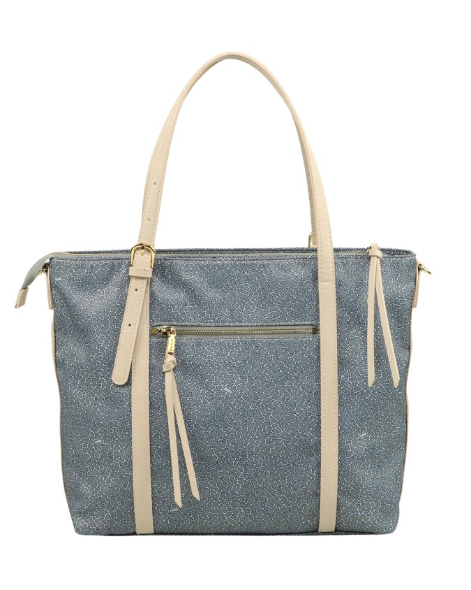  Ynot - Borsa Shopping con Taschina Frontale in Tessuto ed