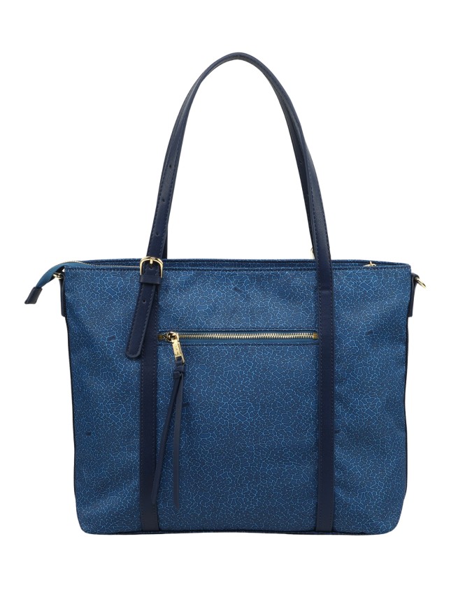  Ynot - Borsa Shopping con Taschina Frontale in Tessuto ed