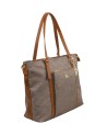 Ynot - Borsa Shopping con Taschina Frontale in Tessuto ed