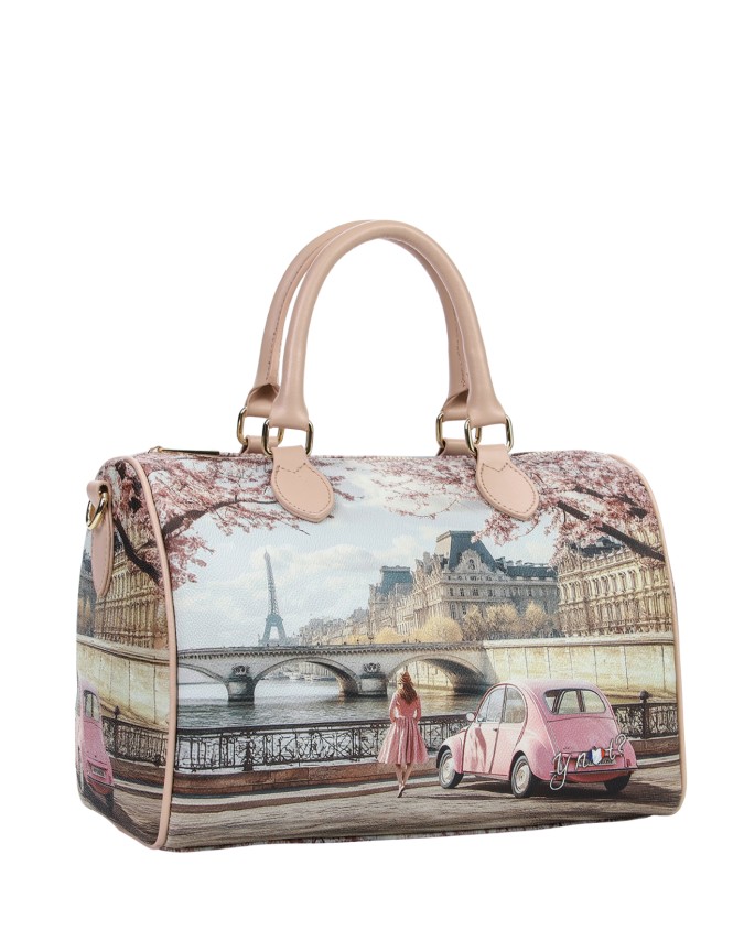  Ynot - Borsa bauletto Tg. L in ecopelle stampa città Yesbag