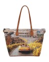  Ynot - Borsa shopping Tg. M in ecopelle stampa città Yesbag