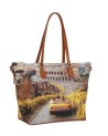  Ynot - Borsa shopping Tg. M in ecopelle stampa città Yesbag