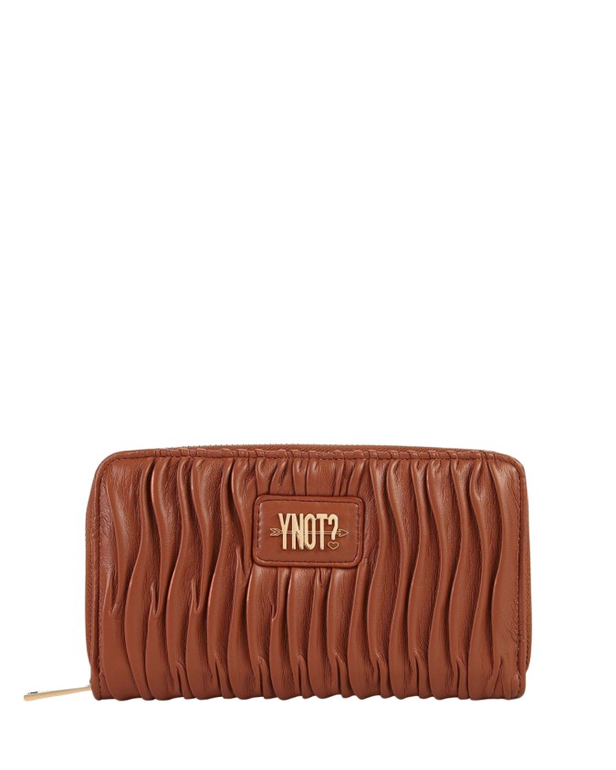  Ynot - Portafoglio Zip Around Donna con Texture Plissettata
