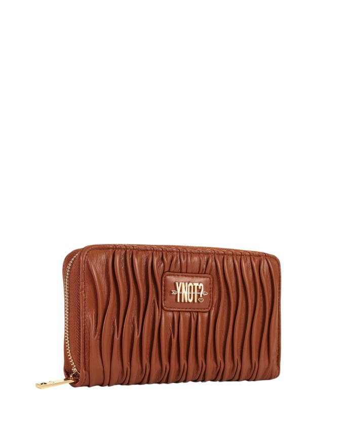  Ynot - Portafoglio Zip Around Donna con Texture Plissettata