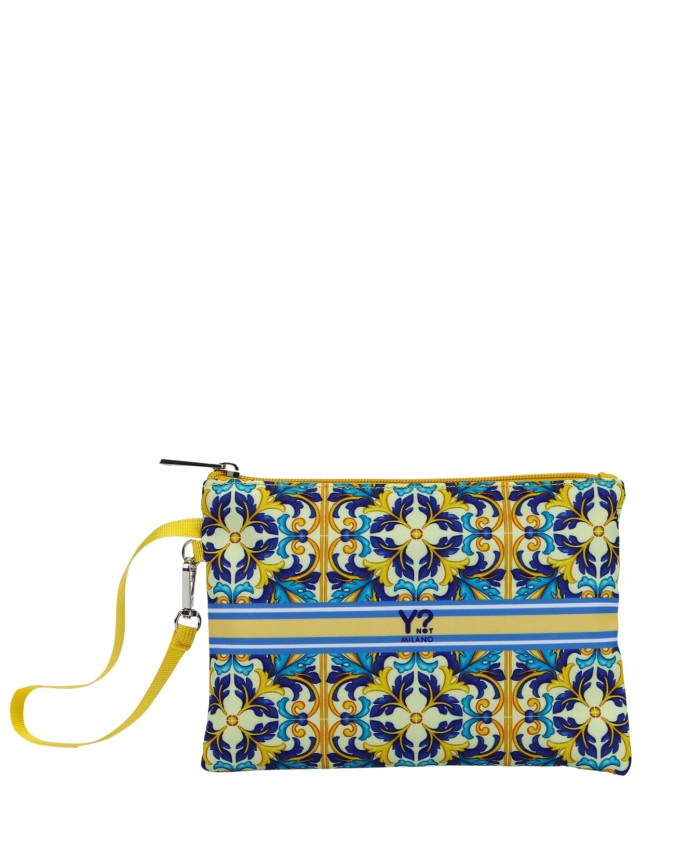  Ynot - Pochette Donna con Laccetto e Stampa Effetto Maiolica