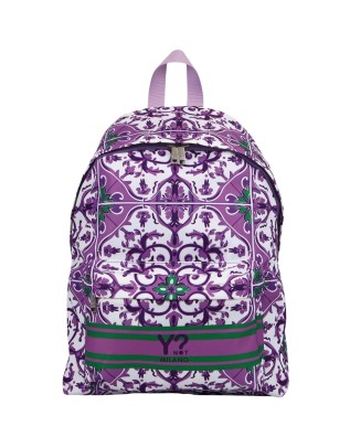 Ynot - Zaino da Donna con Stampa Effetto Maiolica in Nylon