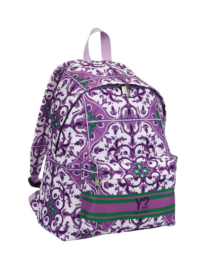  Ynot - Zaino da Donna con Stampa Effetto Maiolica in Nylon
