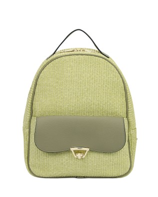 Ynot – Damenrucksack mit Fronttasche im Stroh-Look...