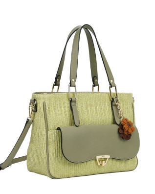 Ynot - Borsa shopping con tasca frontale e tracolla in tessuto 2