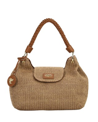  Ynot - Borsa a spalla con patta e manico Intrecciato Tg. 