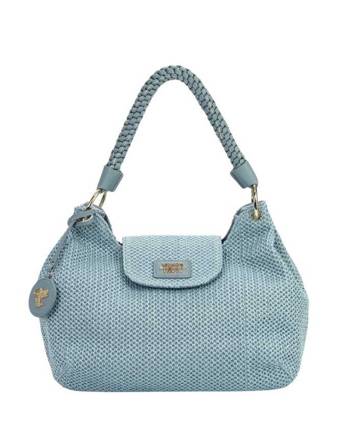  Ynot - Borsa a spalla con patta e manico Intrecciato Tg. 