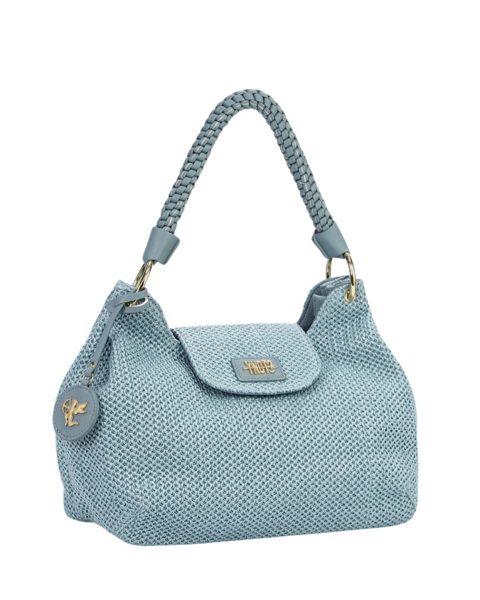  Ynot - Borsa a spalla con patta e manico Intrecciato Tg. 