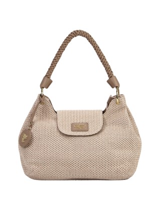  Ynot - Borsa a spalla con patta e manico Intrecciato Tg.  2
