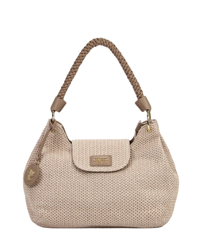  Ynot - Borsa a spalla con patta e manico Intrecciato Tg. 
