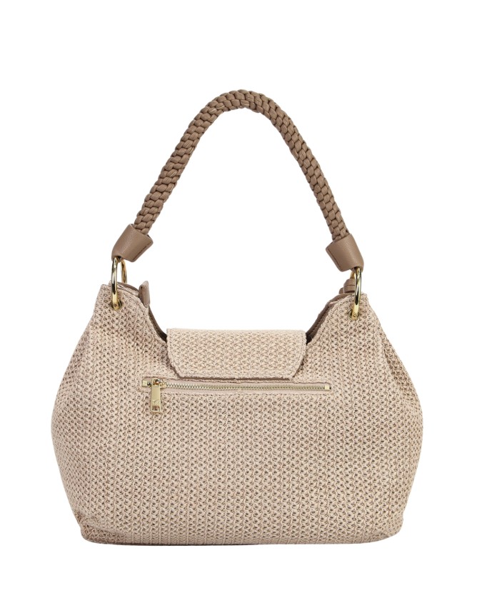  Ynot - Borsa a spalla con patta e manico Intrecciato Tg. 