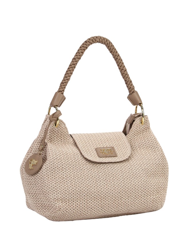  Ynot - Borsa a spalla con patta e manico Intrecciato Tg. 