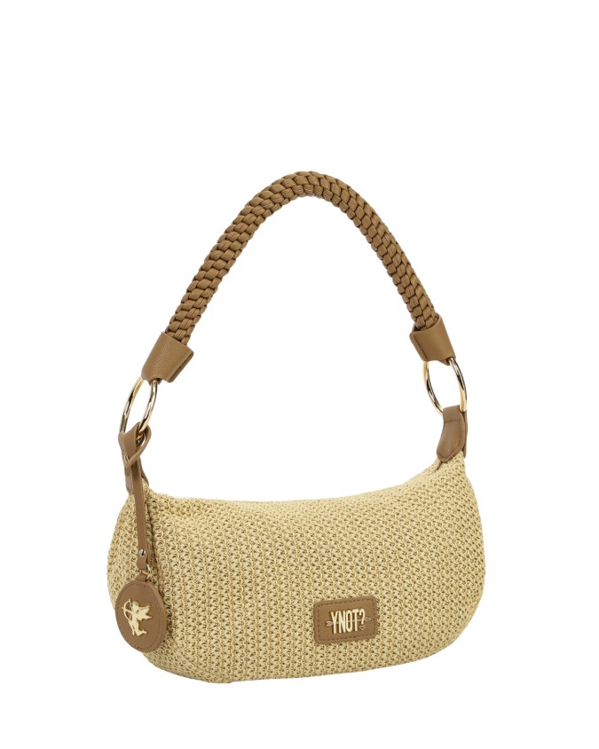  Ynot - Borsa hobo con manico intrecciato Tg. 