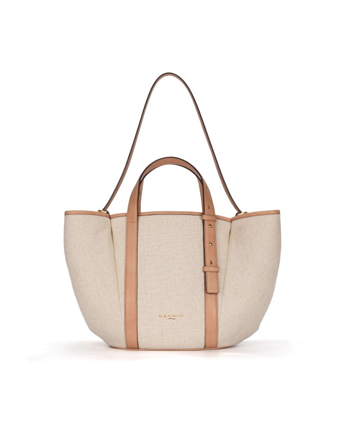  Nannini - Borsa Shopper con Due Manici e Tracolla in Pelle e