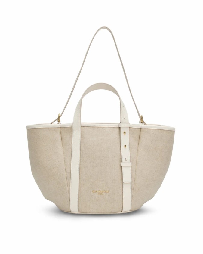  Nannini - Borsa Shopper con Due Manici e Tracolla in Pelle e