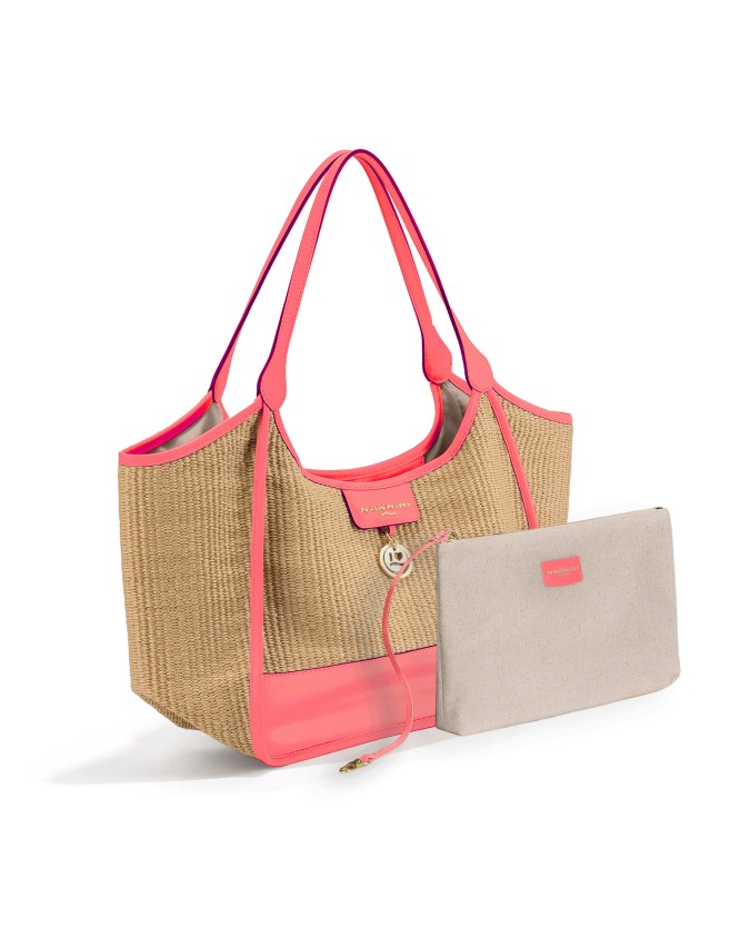  Nannini - Borsa Shopping con Pochette Estraibile in Rafia e