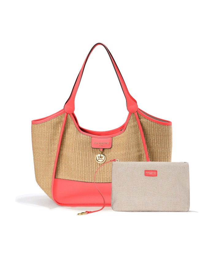  Nannini - Borsa Shopping con Pochette Estraibile in Rafia e