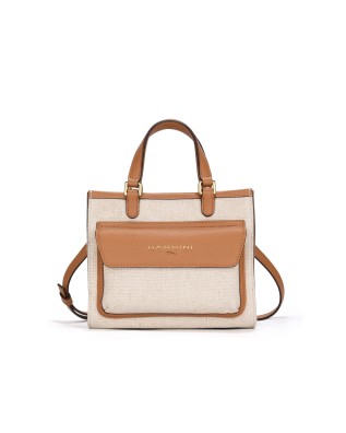  Nannini – Borsa a Mano Media con Tracolla in Canvas e Pelle