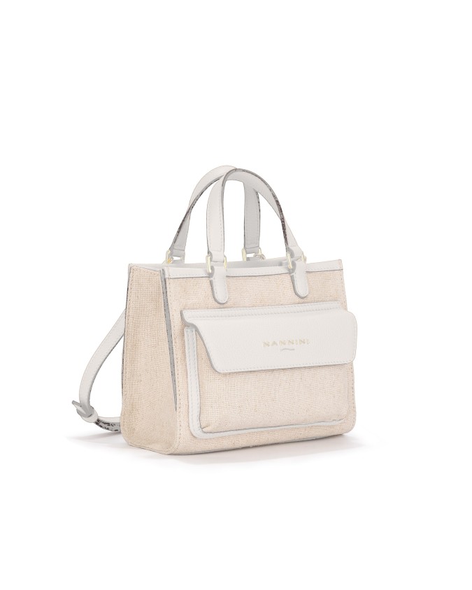  Nannini – Borsa a Mano Media con Tracolla in Canvas e Pelle