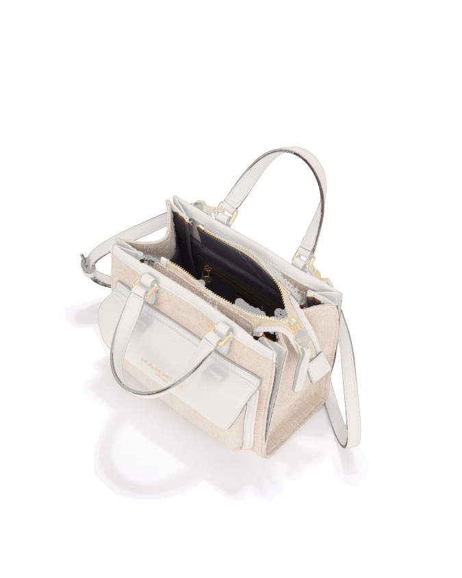  Nannini – Borsa a Mano Media con Tracolla in Canvas e Pelle