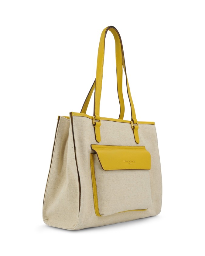  Nannini - Borsa Shopping con Tasca Frontale in Tessuto Canvas