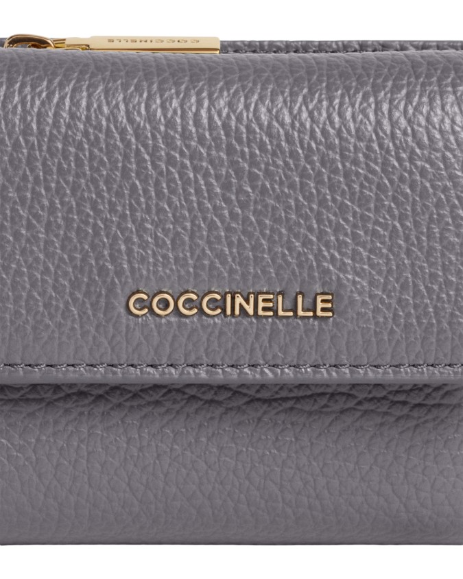  Coccinelle - Portafoglio Mini in pelle con patta Metallic Soft