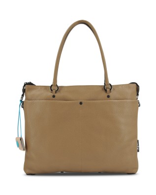 Gabs - Convertible flat leather bag with long handles, Size M