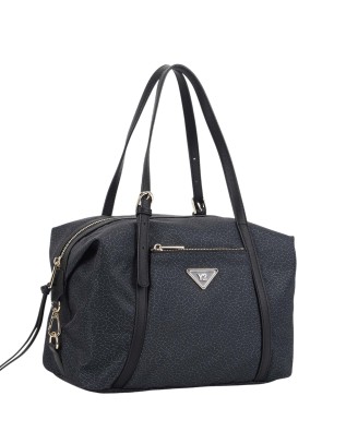  Ynot - Borsa a spalla Boston bag in tessuto logato e ecopelle 2
