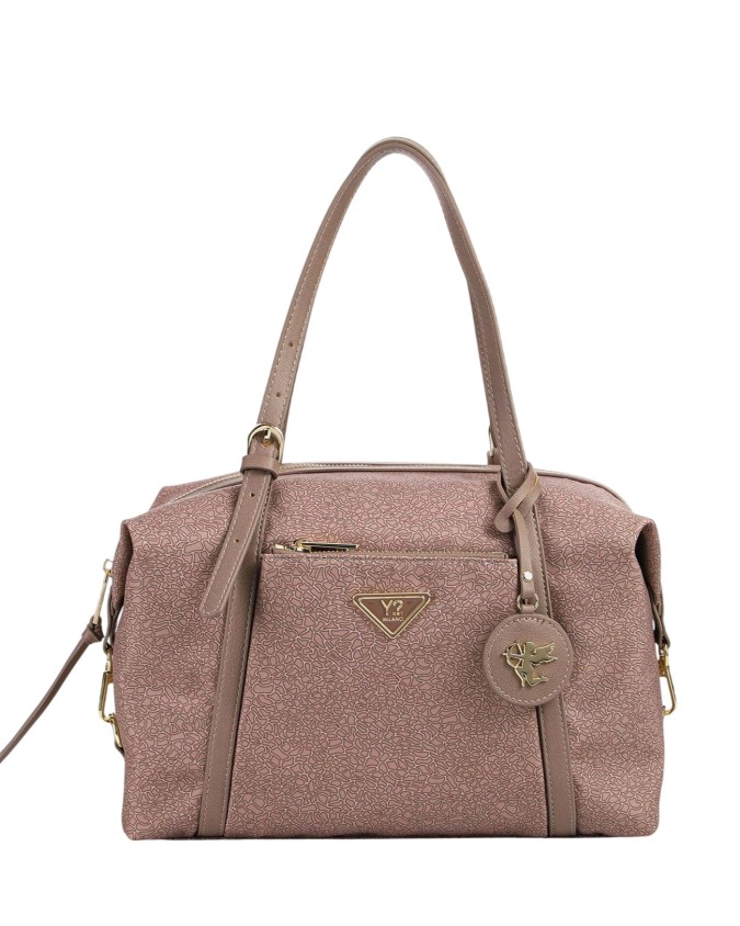  Ynot - Borsa a spalla Boston bag in tessuto logato e ecopelle