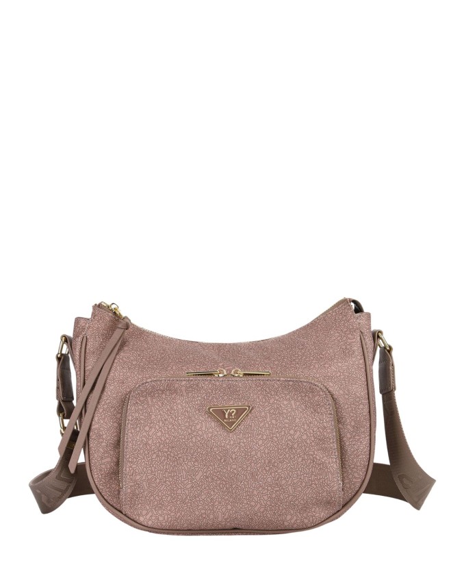  Ynot - Borsa Hobo Tg. M in tessuto logato ed ecopelle con