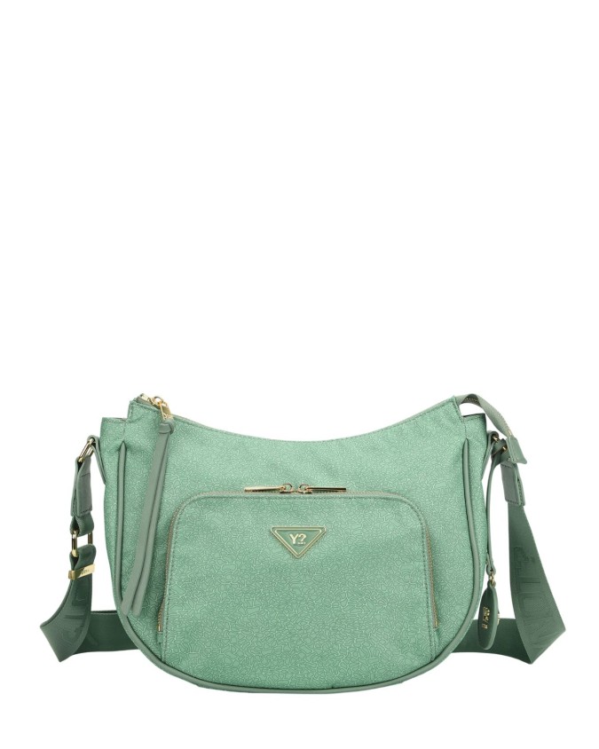  Ynot - Borsa Hobo Tg. M in tessuto logato ed ecopelle con