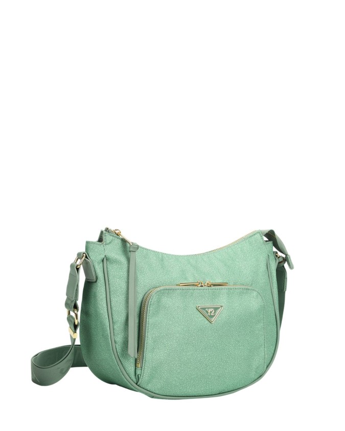  Ynot - Borsa Hobo Tg. M in tessuto logato ed ecopelle con
